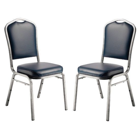 Picture of National Public Seating 9300 Series Deluxe Upholstered Banquet Chairs, Midnight Blue/Silvervein, Pack Of 2 Chairs