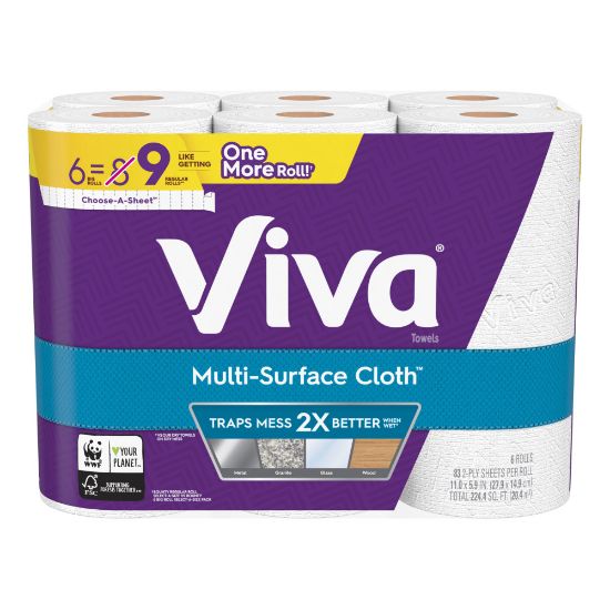 Picture of Kimberly-Clark Viva Multi-Surface Choose-A-Sheet 1-Ply Paper Towels, 83 Sheets Per Roll, Pack Of 6 Rolls