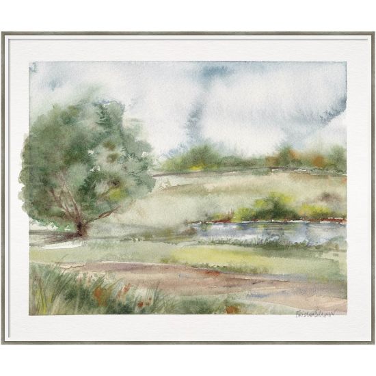 Picture of Amanti Art Landscape With Tree In Light Mood by Patricia Shaw Wood Framed Wall Art Print, 41inW x 35inH, White