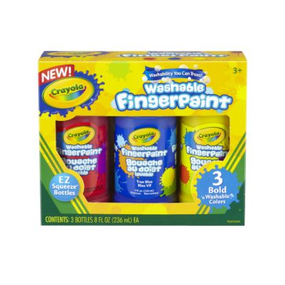 Picture of Crayola Washable Primary Color Finger Paint Set, 8 Oz, Assorted Colors, Pack Of 3