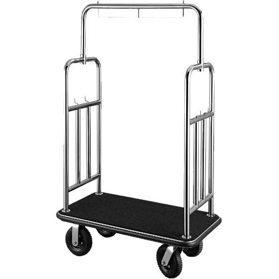 Picture of CSL Town Square Luggage Cart, 71inH x 44inW x 24inD, Silver/Black