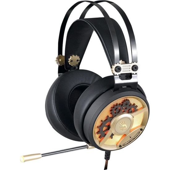 Picture of Bloody Gaming Chronometer M660 Headset - Stereo - Mini-phone (3.5mm) - Wired - 16 Ohm - 20 Hz - 20 kHz - Over-the-head - Binaural - Circumaural - 4.27 ft Cable - Omni-directional, Noise Cancelling Microphone - Black, Gold