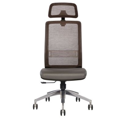 Picture of Sinfonia Sing Ergonomic Mesh/Fabric High-Back Task Chair With Antimicrobial Protection, Armless, Headrest, Copper/Gray/Black