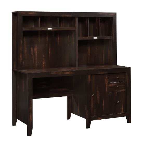 Picture of Sauder Dakota Pass Computer Desk With Hutch, Char Pine