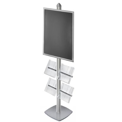 Picture of Azar Displays Sky Tower Display Kit With Snap Frame And 4 Acrylic Brochure Side Pockets, Silver