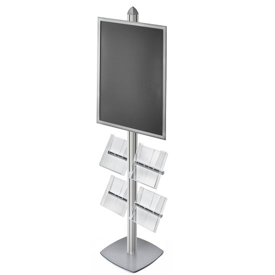 Picture of Azar Displays Sky Tower Display Kit With Snap Frame And 4 Acrylic Brochure Side Pockets, Silver