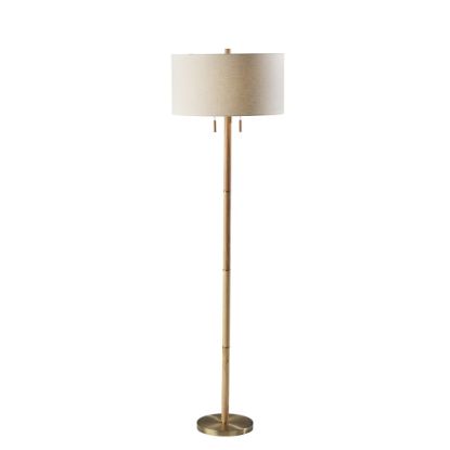 Picture of Adesso Madeline Floor Lamp, 66-1/4inH, Off-White Shade/Antique Brass Base