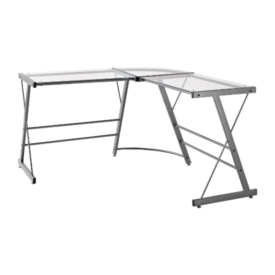 Picture of Ameriwood Home 51inW Glass L-Shaped Corner Desk, Gray