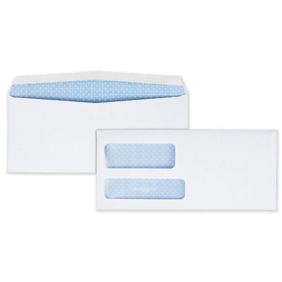 Picture of Quality Park #9 Double-Window Envelopes, Left Windows (Top/Bottom), Gummed Seal, White, Box Of 500