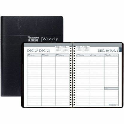 Picture of SKILCRAFT Professional Appointment Planner - Professional - Weekly - 12 Month - January 2025 - December 2025 - Quarter-hourly - 1 Week Double Page Layout - 8 1/2in x 11in Sheet Size - Wire Bound - Black