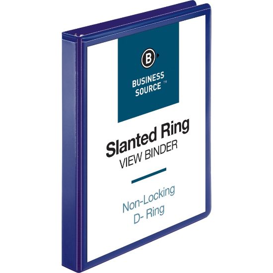 Picture of Business Source View 3-Ring Binder, 1in Slant Rings, Navy