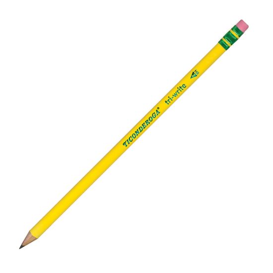 Picture of Ticonderoga Tri-Write Pencils, With Erasers, #2 Lead, Yellow, Pack Of 12