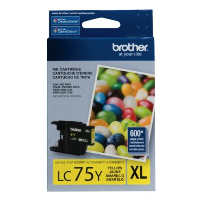 Picture of Brother LC75 Yellow High-Yield Ink Cartridge, LC75Y