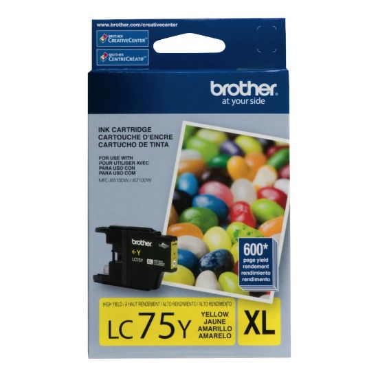 Picture of Brother LC75 Yellow High-Yield Ink Cartridge, LC75Y