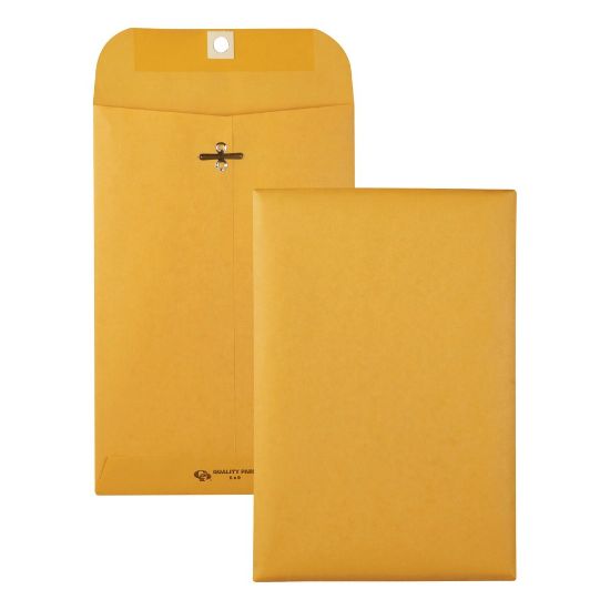 Picture of Quality Park Gummed Kraft Clasp Envelopes - Clasp - #55 - 6in Width x 9in Length - 28 lb - Gummed - Kraft - 100 / Box - Kraft