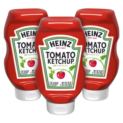 Picture of Heinz Ketchup Squeeze Bottles, 20 Oz, Pack Of 3 Bottles