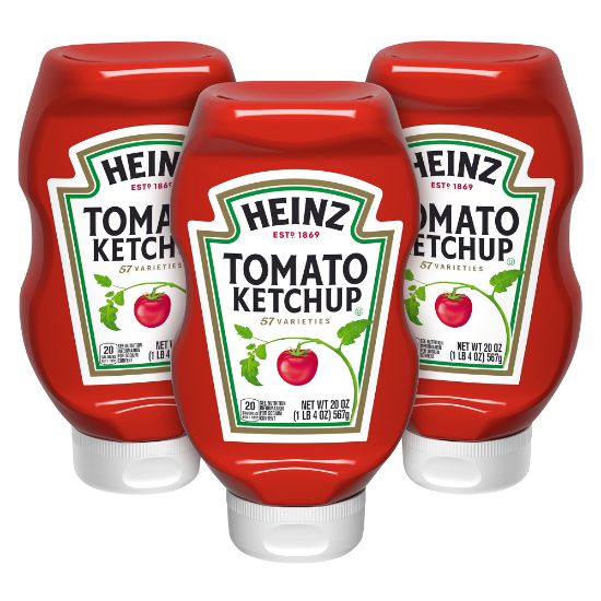 Picture of Heinz Ketchup Squeeze Bottles, 20 Oz, Pack Of 3 Bottles