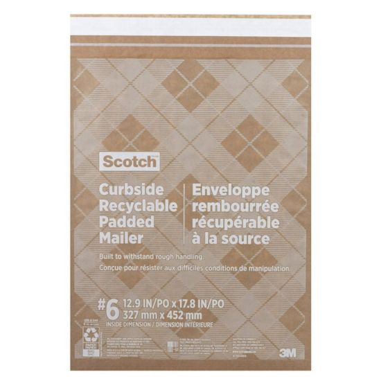 Picture of Scotch Padded Mailers, Size 6, 12-1/2in x 17-1/2in, Kraft, Pack Of 25 Mailers