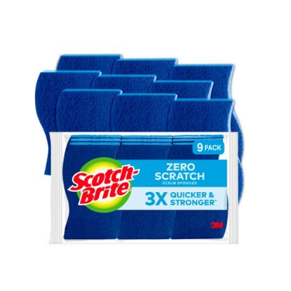 Picture of Scotch-Brite Zero Scratch Sponges, 9 Scrubbing Sponges, Great For Washing Dishes and Cleaning Kitchen