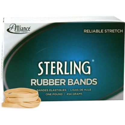 Picture of Alliance Rubber 24625 Sterling Rubber Bands, Size #62, 2 1/2in x 1/4in, Natural Crepe, Approximately 600 Bands