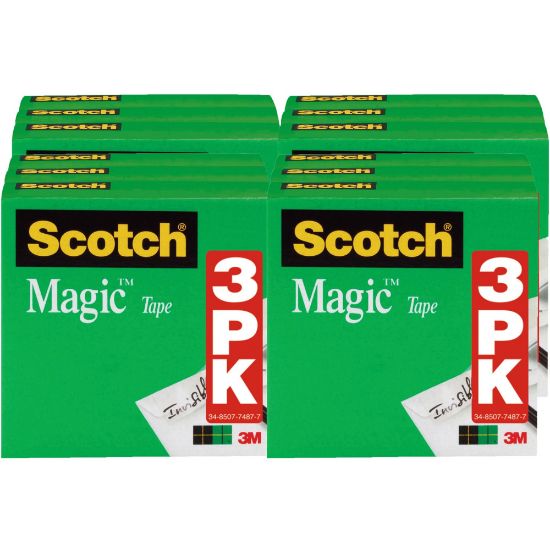 Picture of Scotch 1/2inW Magic Tape - 36 yd Length x 0.50in Width - 1in Core - For Mending, Splicing - 12 / Bundle - Matte - Clear