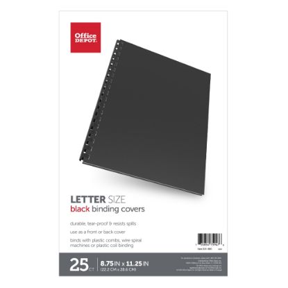 Picture of Office Depot Brand Binding Backs, 8 3/4in x 11 1/4in, Black, Pack Of 25