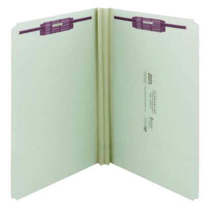 Picture of Smead Pressboard Fastener Folders With SafeSHIELD Coated Fasteners, 2in Expansion, Legal Size, Gray/Green, Box Of 25