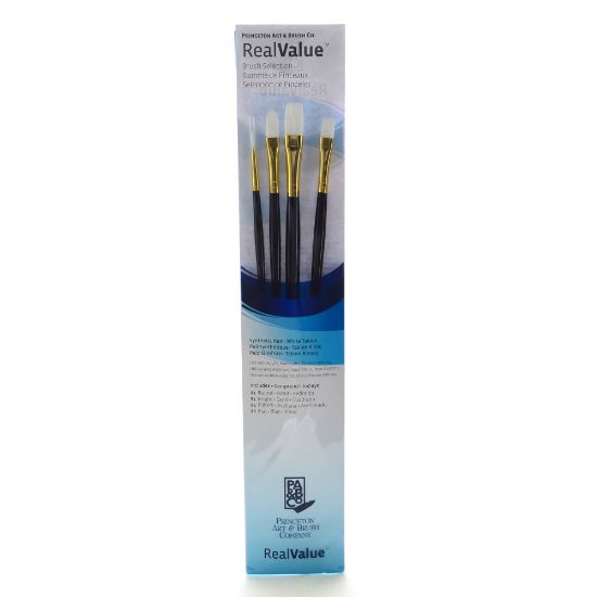 Picture of Princeton Real Value Series 9130 Brush Set, Assorted Sizes, Synthetic, Blue, Set Of 4