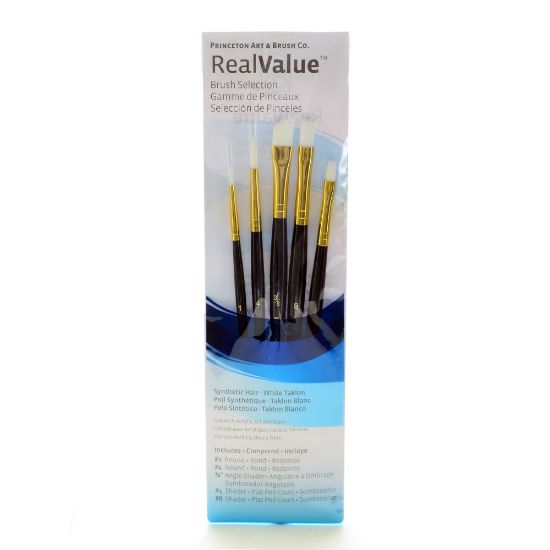 Picture of Princeton Real Value Series 9136 Brush Set, Assorted Sizes, Synthetic, Blue, Set Of 5