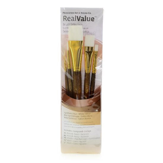 Picture of Princeton Real Value Series 9144 Brush Set, Assorted Sizes, Synthetic, Brown, Set Of 5