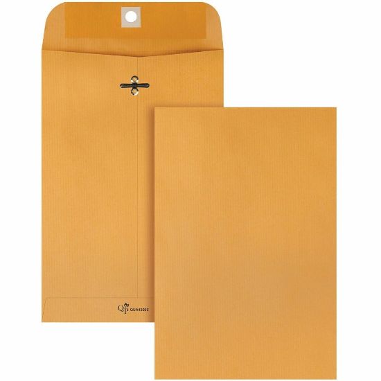 Picture of Quality Park 6 x 9 Park Ridge Clasp Envelopes with Deeply Gummed Flaps - Clasp - #55 - 6in Width x 9in Length - 24 lb - Gummed - Kraft - 100 / Box - Kraft