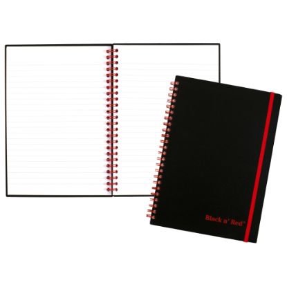 Picture of Black n Red Poly Notebook/Journal, 8 1/4in x 5 7/8in, Black/Red, 70 Pages (35 Sheets), (C67009)