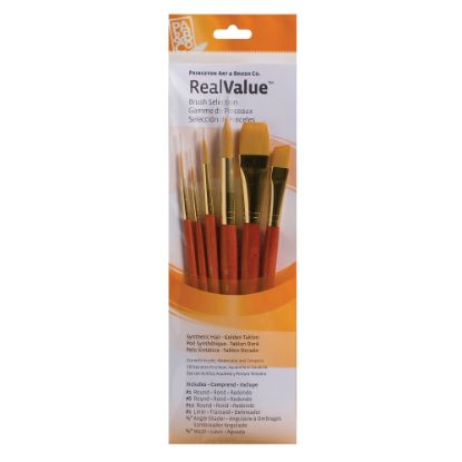 Picture of Princeton Real Value Series 9153 Brush Set, Assorted Sizes, Synthetic, Orange, Set Of 6