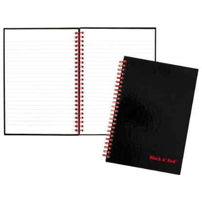 Picture of Black n Red Notebook/Journal, 8 1/4in x 5 7/8in, Black/Red, 70 Sheets