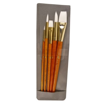 Picture of Princeton Real Value Series 9152 Brush Set, Assorted Sizes, Synthetic, Orange, Set Of 5