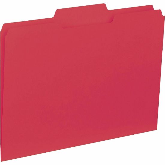 Picture of Business Source 1/3-Cut Colored Interior File Folders, Letter Size, Red, Box Of 100 Folders