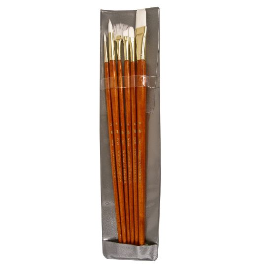 Picture of Princeton Real Value Series 9156 Brush Set, Assorted Sizes, Synthetic, Orange, Set Of 6