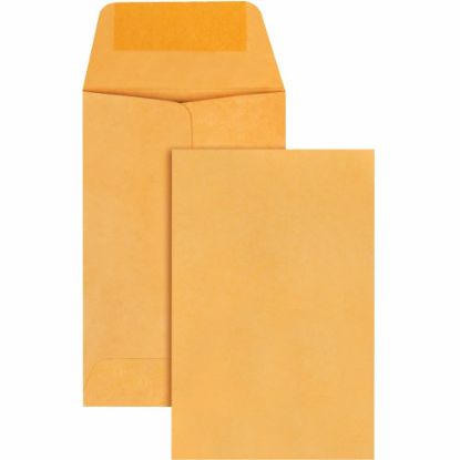 Picture of Quality Park Kraft Coin Envelopes - Coin - #1 - 2 1/4in Width x 3 1/2in Length - 20 lb - Gummed - 500 / Box - Brown Kraft