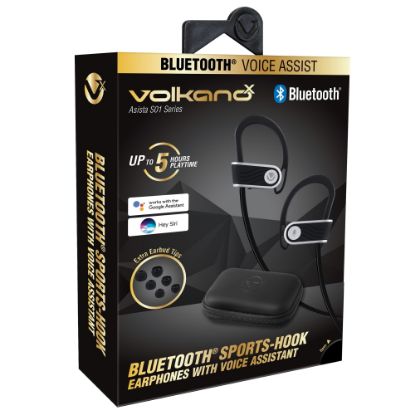 Picture of Volkano Asista S01 Sports-Hook Bluetooth Earphones With Voice Assistant, Black, VK-1103-S01-BK