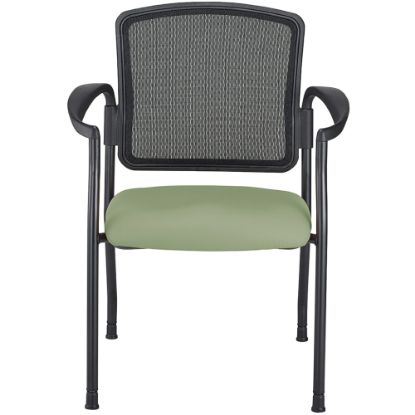 Picture of WorkPro Spectrum Series Mesh/Vinyl Stacking Guest Chair With Antimicrobial Protection, With Arms, Olive, Set Of 2 Chairs, BIFMA Compliant