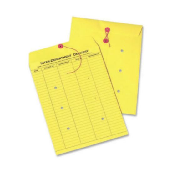 Picture of Quality Park Interdepartment Envelopes, 10in x 13in, Button & String Closure, Yellow, Box Of 100