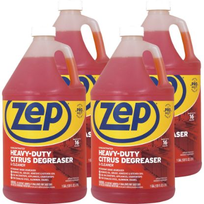 Picture of Zep Heavy-Duty Citrus Degreaser - Concentrate - 128 fl oz (4 quart) - 4 / Carton - Heavy Duty - Orange