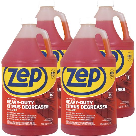 Picture of Zep Heavy-Duty Citrus Degreaser - Concentrate - 128 fl oz (4 quart) - 4 / Carton - Heavy Duty - Orange