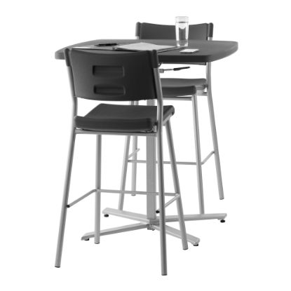 Picture of National Public Seating Cafe Time Adjustable-Height Table, Charcoal Slate/Silver