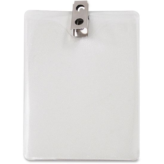 Picture of Advantus Vertical Badge Holder with Clip - 3in x 4in - Vinyl - 50 / Pack - Clear