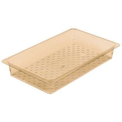 Picture of Cambro H-Pan High Heat GN 1/1 Colander Pans, 3inH x 12-3/4inW x 20-7/8inD, Amber, Pack Of 6 Pans