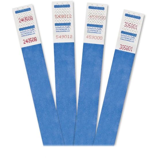 Picture of Advantus Tyvek Colored Wrist Bands, 3/4in x 10in, Blue, Pack Of 500