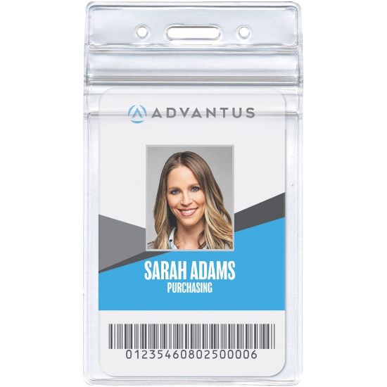 Picture of Advantus Vertical Re-sealable Badge Holders, 2 5/8in x 3 3/4in, Clear, Pack Of 50