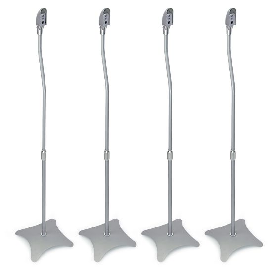 Picture of Mount-It! MI-1214S Home Theater Speaker Stands, 28inH x 5-5/16inW x 8-1/2inD, Silver, Set Of 4 Stands