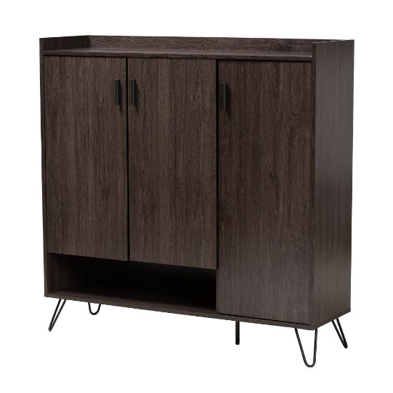 Picture of Baxton Studio Modern And Contemporary 48inH 3-Door Shoe Cabinet, Dark Brown